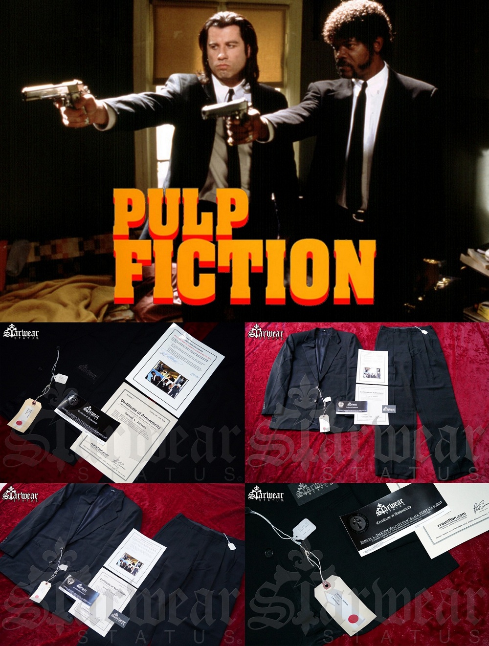 Samuel L Jackson Pulp Fiction 1994 Black Perry Ellis Screen Worn Used Movie Prop Hero Suit Jacket & Pants W COA StarwearStatus.com